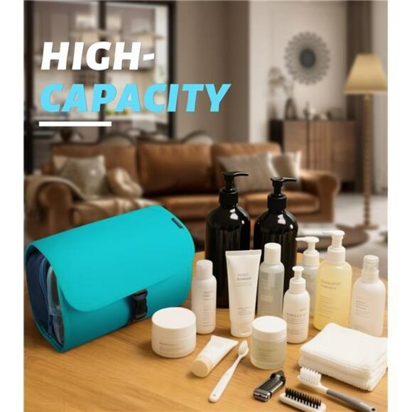 Large hanging travel toiletry bag foldable waterproof organizer makeup storage c - Picture 3 of 8